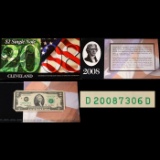 2003A $2 Green Seal Federal Reserve Note (Cleveland, OH) In 2008 Series Department of Treasury Envel