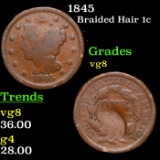 1845 Braided Hair Large Cent 1c Grades vg, very good