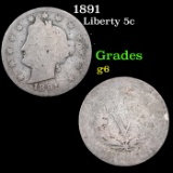 1891 Liberty Nickel 5c Grades g+