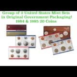 Group of 2 United States Mint Set in Original Government Packaging! From 1984-1985 with 20 Coins Ins