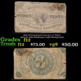 1865 US Fractional Currency 3c Third Issue Fr-1226 Washingon Light Background Grades f, fine