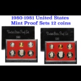 Group of 2 United States Mint Proof Sets 1980-1981 12 coins