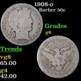 1908-o Barber Half Dollars 50c Grades g+