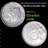 1948 Netherlands 10 Cents KM-177 Grades Choice AU/BU Slider