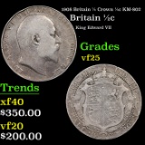 1908 Britain 1/2 Crown 1/2c KM-802 Grades vf+