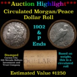 ***Auction Highlight*** Shotgun 1902 & 'P' Ends Mixed Morgan/Peace Silver dollar roll, 20 coin Carso