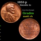 1953-p Lincoln Cent 1c Grades GEM Unc RB