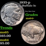 1935-p Buffalo Nickel 5c Grades Choice+ Unc