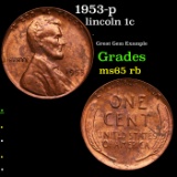 1953-p Lincoln Cent 1c Grades GEM Unc RB