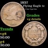 1857 Flying Eagle Cent 1c Grades vg details