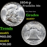 1954-p Franklin Half Dollar 50c Grades Choice+ Unc