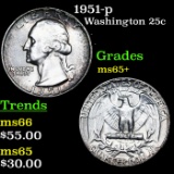 1951-p Washington Quarter 25c Grades GEM+ Unc