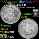 ***Auction Highlight*** 1876-p Twenty Cent Piece 20c Graded Select+ Unc BY USCG (fc)