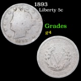 1893 Liberty Nickel 5c Grades g, good