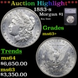 ***Auction Highlight*** 1883-s Morgan Dollar $1 Graded ms63+ BY SEGS (fc)
