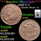 ***Auction Highlight*** 1810 C-1 Classic Head half cent 1/2c Graded au53 By SEGS (fc)