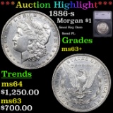 ***Auction Highlight*** 1886-s Morgan Dollar $1 Graded ms63+ BY SEGS (fc)