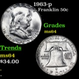 1963-p Franklin Half Dollar 50c Grades Choice Unc