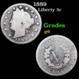 1889 Liberty Nickel 5c Grades g+