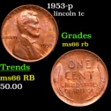 1953-p Lincoln Cent 1c Grades GEM+ Unc RB