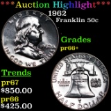 Proof ***Auction Highlight*** 1962 Franklin Half Dollar 50c Graded pr66+ BY SEGS (fc)