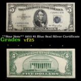 **Star Note** 1953 $5 Blue Seal Silver Certificate Grades vf+