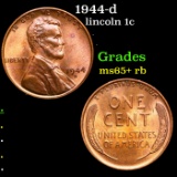 1944-d Lincoln Cent 1c Grades Gem+ Unc RB