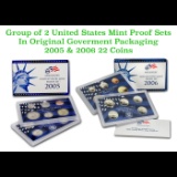 Group of 2 United States Mint Proof Sets 2005-2006 21 coins.