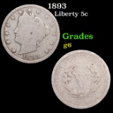 1893 Liberty Nickel 5c Grades g+