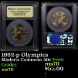 1992-p Olympics Modern Commem Half Dollar 50c Graded ms70, Perfection By USCG