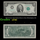 1976 $2 Green Seal Federal Reserve Note (Philadelphia, PA) Grades xf