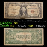 1935A $1  Silver Certificate Hawaii WWII Emergency Currency Grades f, fine