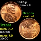 1945-p Lincoln Cent 1c Grades GEM++ RD