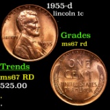 1955-d Lincoln Cent 1c Grades GEM++ Unc RD