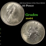 1968 Great Britain 10 New Pence KM-912 Grades Choice Unc