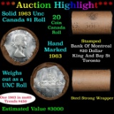***Auction Highlight*** Full Roll of Silver 1963 Canadian Dollar with Queen Elizabeth II, 20 Coins i