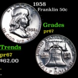 Proof 1958 Franklin Half Dollar 50c Grades GEM++ Proof