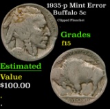 1935-p Buffalo Nickel Mint Error 5c Grades f+