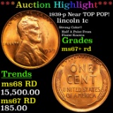 ***Auction Highlight*** 1939-p Lincoln Cent Near TOP POP! 1c Graded ms67+ rd BY SEGS (fc)