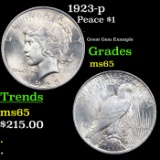 1923-p Peace Dollar $1 Grades GEM Unc