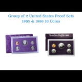 Group of 2 United States Mint Proof Sets 1985-1986 10 coins