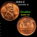 1944-d Lincoln Cent 1c Grades Select Unc RD