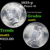 1925-p Peace Dollar $1 Grades GEM Unc