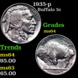 1935-p Buffalo Nickel 5c Grades Choice Unc