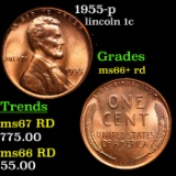 1955-p Lincoln Cent 1c Grades GEM++ RD