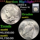 ***Auction Highlight*** 1935-s Peace Dollar $1 Graded ms65+ By SEGS (fc)