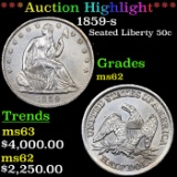 ***Auction Highlight*** 1859-s Seated Half Dollar 50c Grades Select Unc BY SEGS (fc)