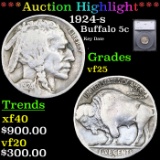 ***Auction Highlight*** 1924-s Buffalo Nickel 5c Graded vf25 BY SEGS (fc)
