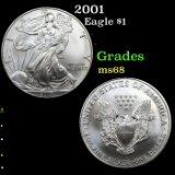 2001 Silver Eagle Dollar $1 Grades GEM+++ Unc