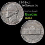 1938-d Jefferson Nickel 5c Grades GEM Unc